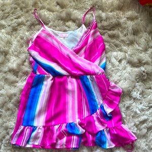 New Been Worn Pink, Blue and White Pink Lily Romper